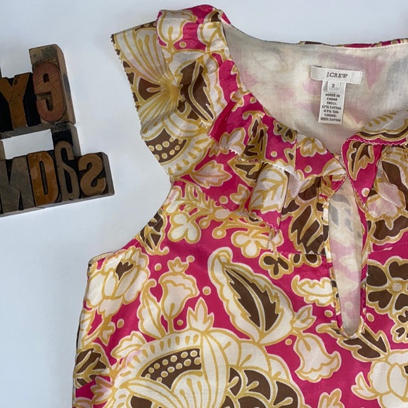 J. CREW Ruffle Neck Sleeveless Floral Print Top - Picture 4 of 12